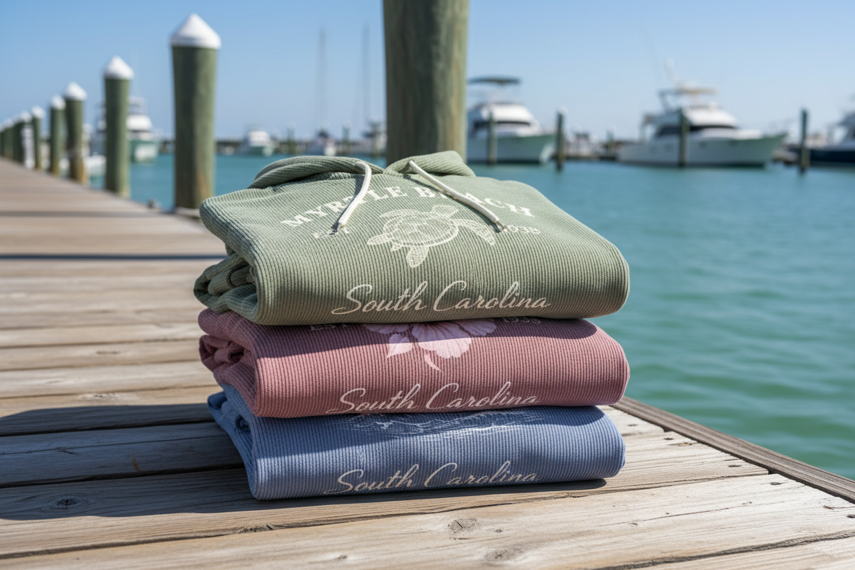 Pullover Hoodie Corduroy W/Embroidery Front ,Myrtle Beach