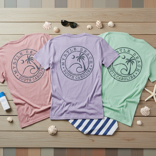 T-Shirt Printed Short Sleeve , Myrtle Beach - Wave