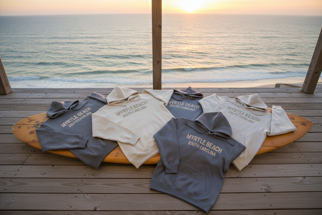 Pullover Hoodie Premium SweatShirt W/High Densitty Print Front ,Myrtle Beach