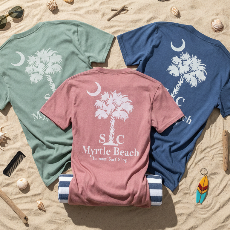 T-Shirt Printed Short Sleeve , Myrtle Beach - Palm