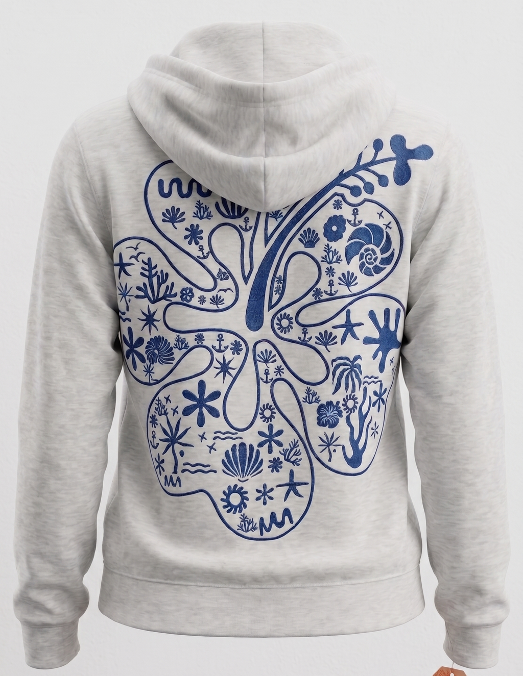 Ash Embroidery Pullover Hoodie Full Back Myrtle Beach, Flower