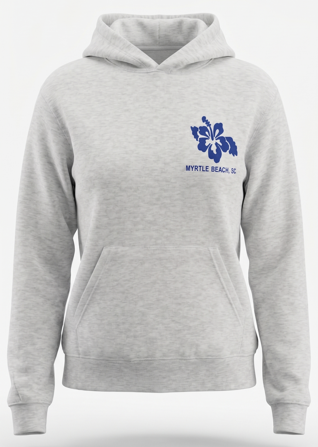 Ash Embroidery Pullover Hoodie Full Back Myrtle Beach, Flower