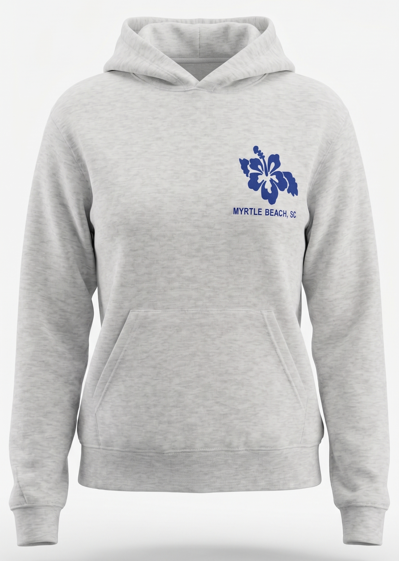 Ash Embroidery Pullover Hoodie Full Back Myrtle Beach, Flower