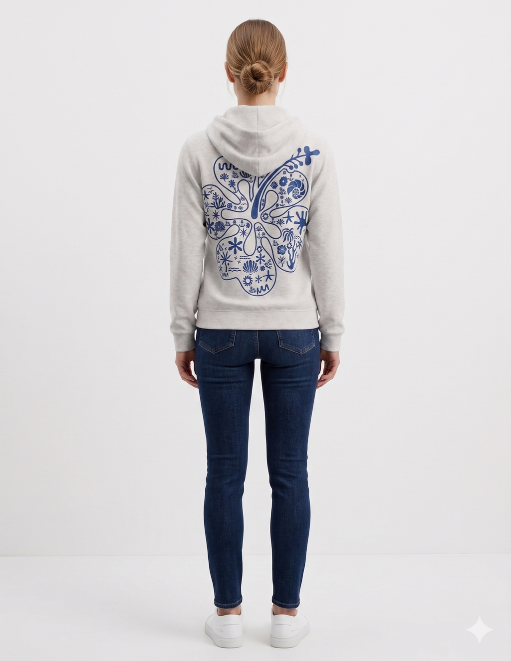 Ash Embroidery Pullover Hoodie Full Back Myrtle Beach, Flower