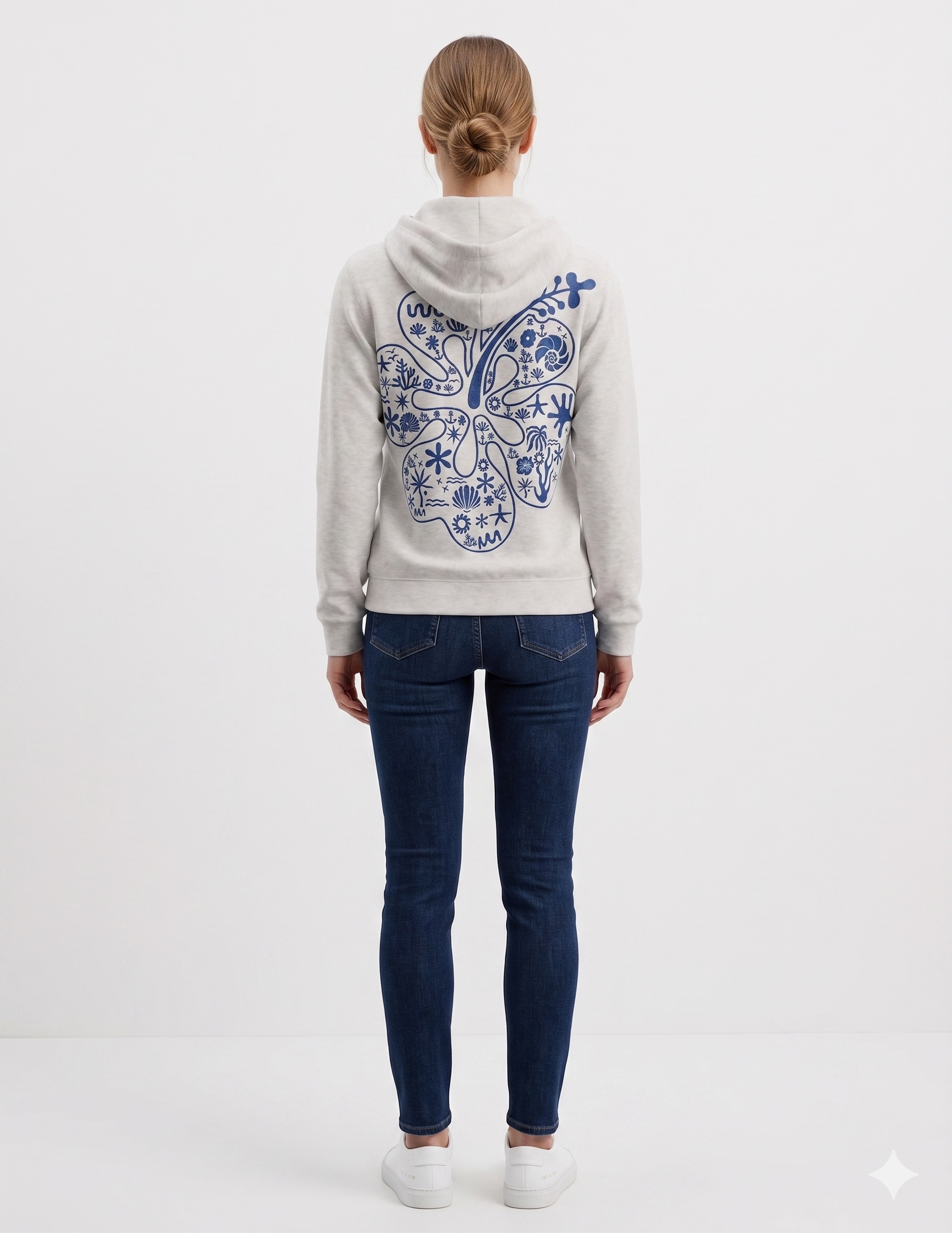 Ash Embroidery Pullover Hoodie Full Back Myrtle Beach, Flower