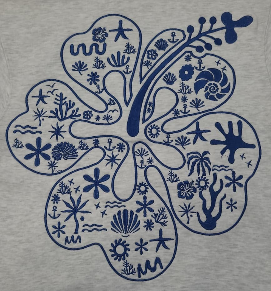Ash Embroidery Pullover Hoodie Full Back Myrtle Beach, Flower