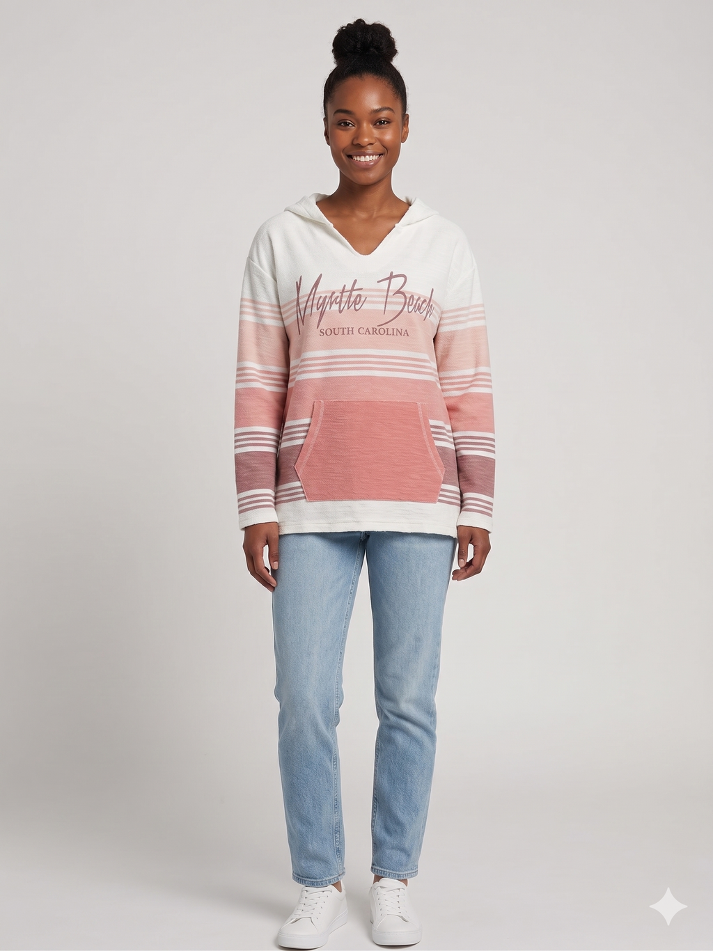 Baja Hoodie 3 Tones Blush Screen Print Front ,Myrtle Beach