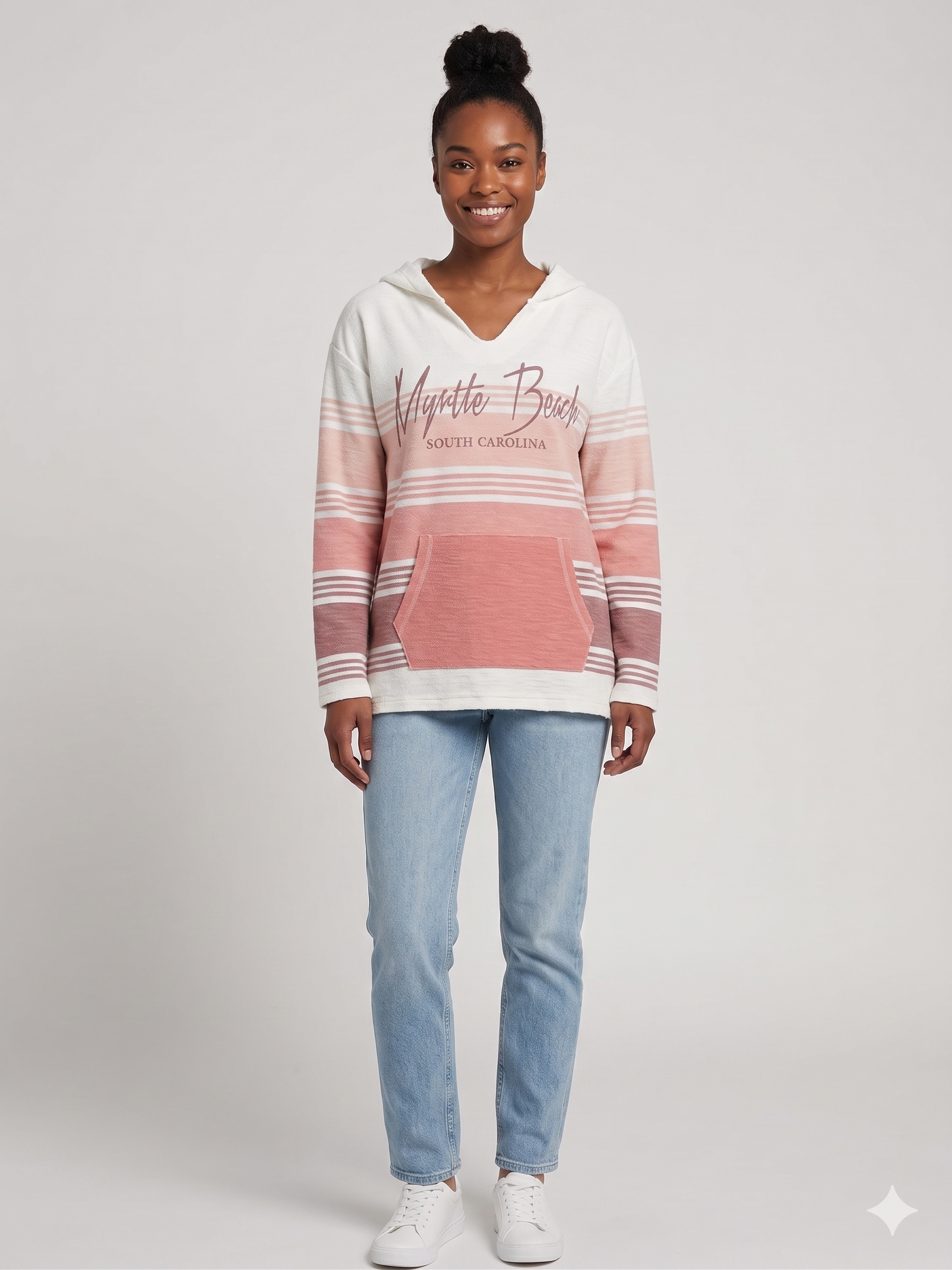Baja Hoodie 3 Tones Blush Screen Print Front ,Myrtle Beach