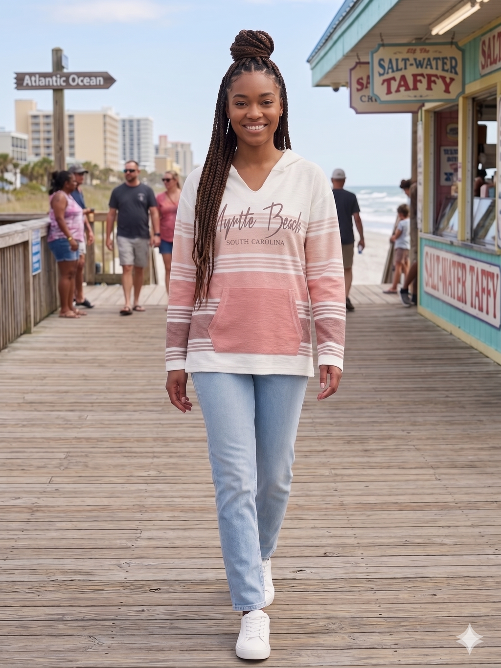 Baja Hoodie 3 Tones Blush Screen Print Front ,Myrtle Beach