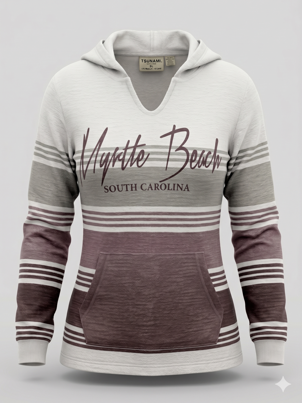 Baja Hoodie 3 Tones Purple Screen Print Front ,Myrtle Beach
