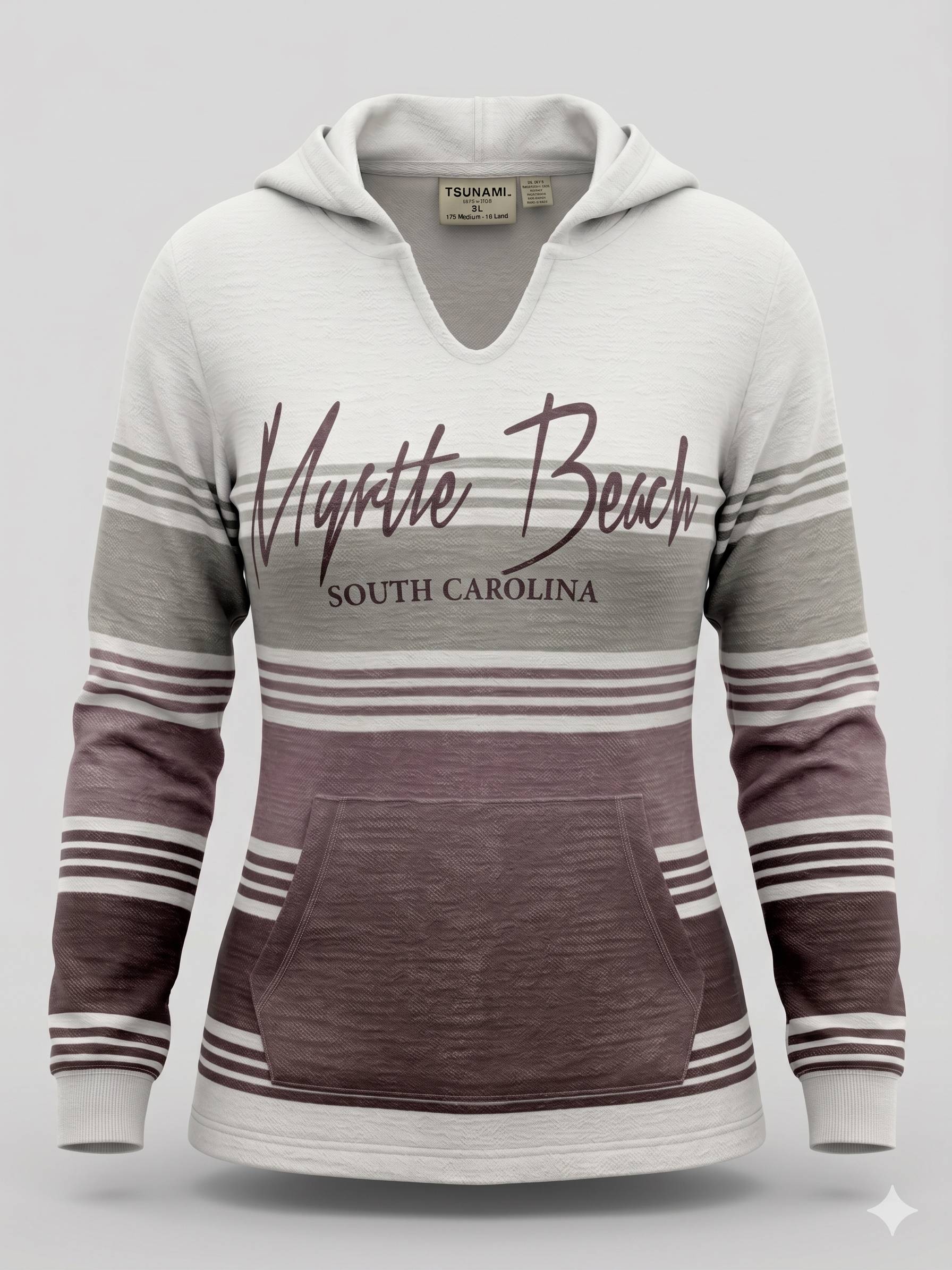 Baja Hoodie 3 Tones Purple Screen Print Front ,Myrtle Beach