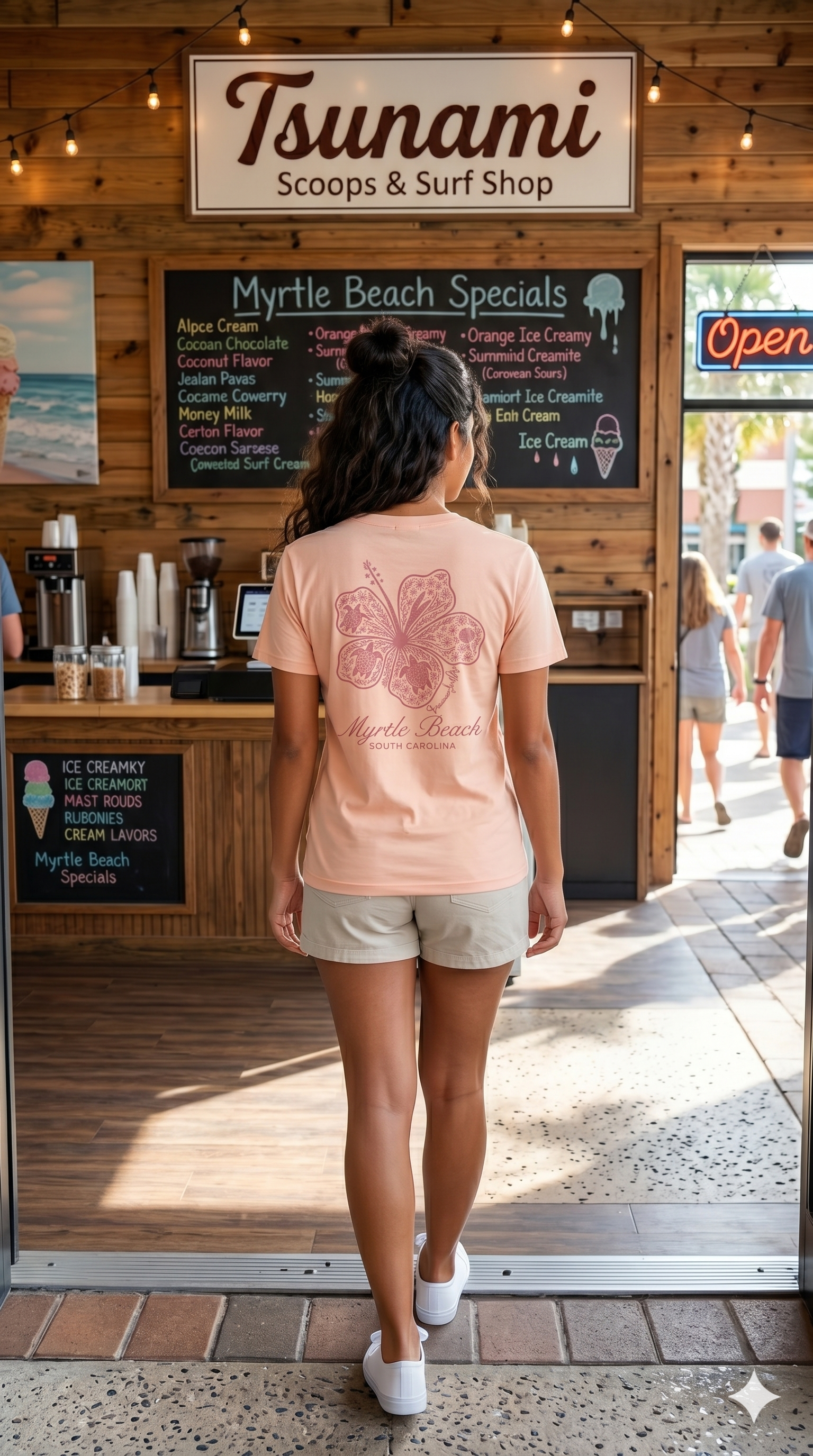 Blush Pink Printed T-Shirt Myrtle Beach ,Flower
