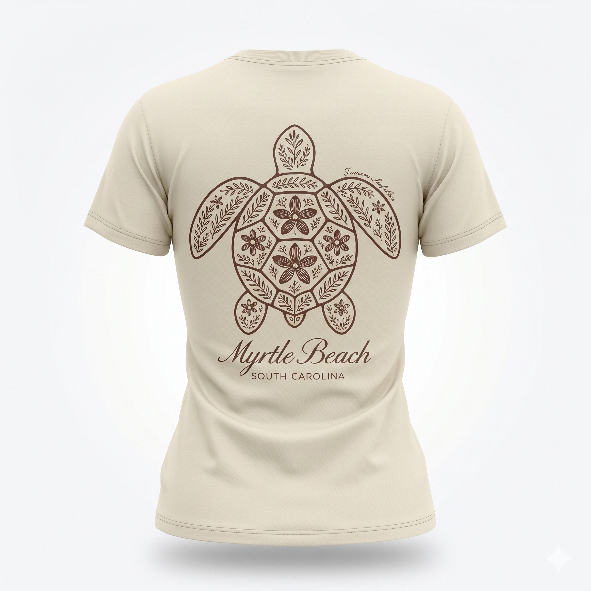 Cream Printed T-Shirt Myrtle Beach ,Turtle