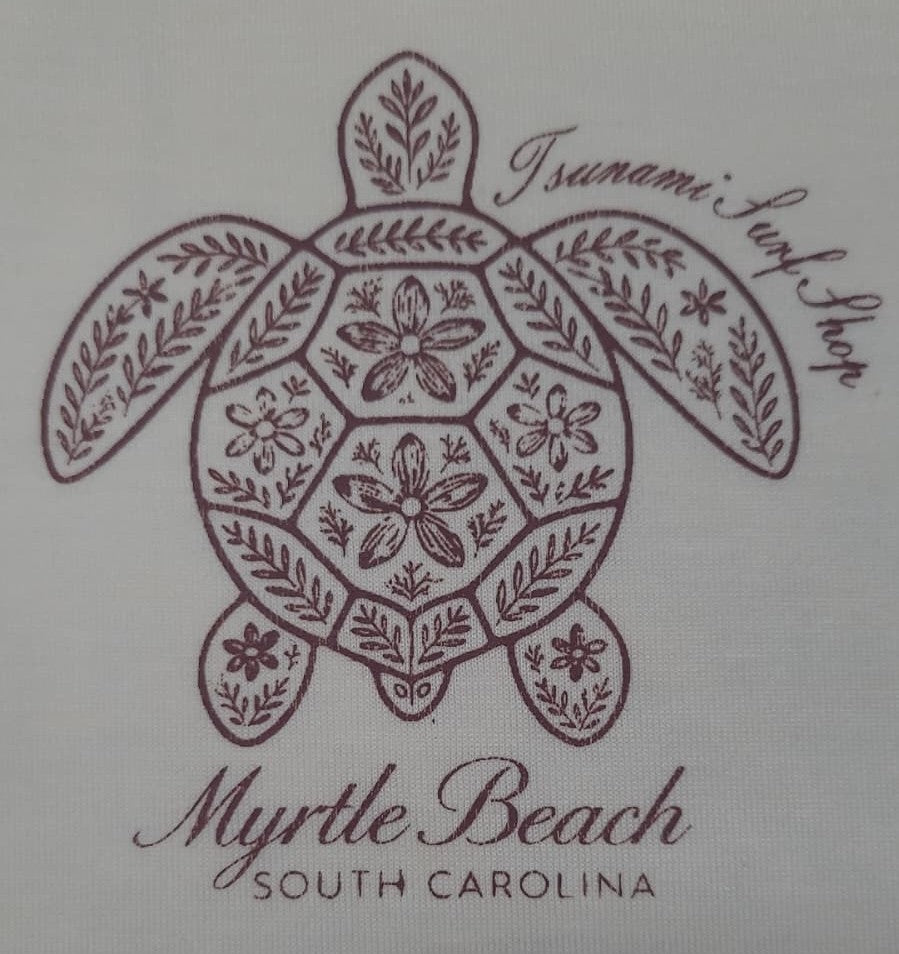 Cream Printed T-Shirt Myrtle Beach ,Turtle