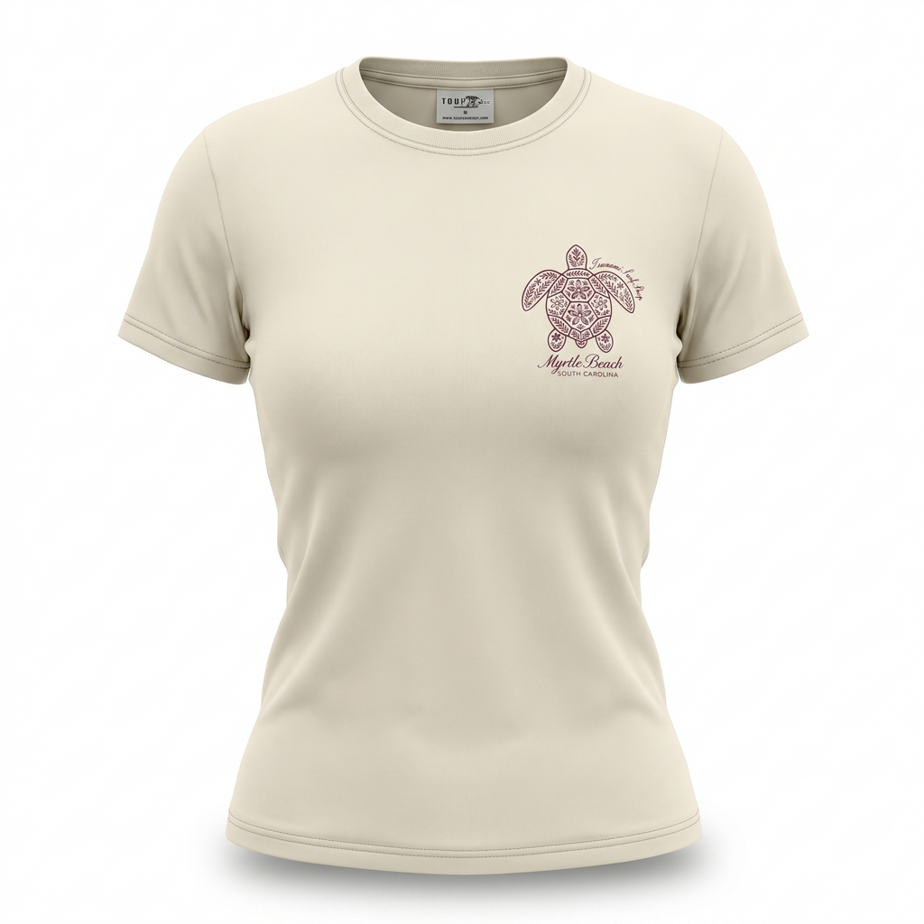 Cream Printed T-Shirt Myrtle Beach ,Turtle