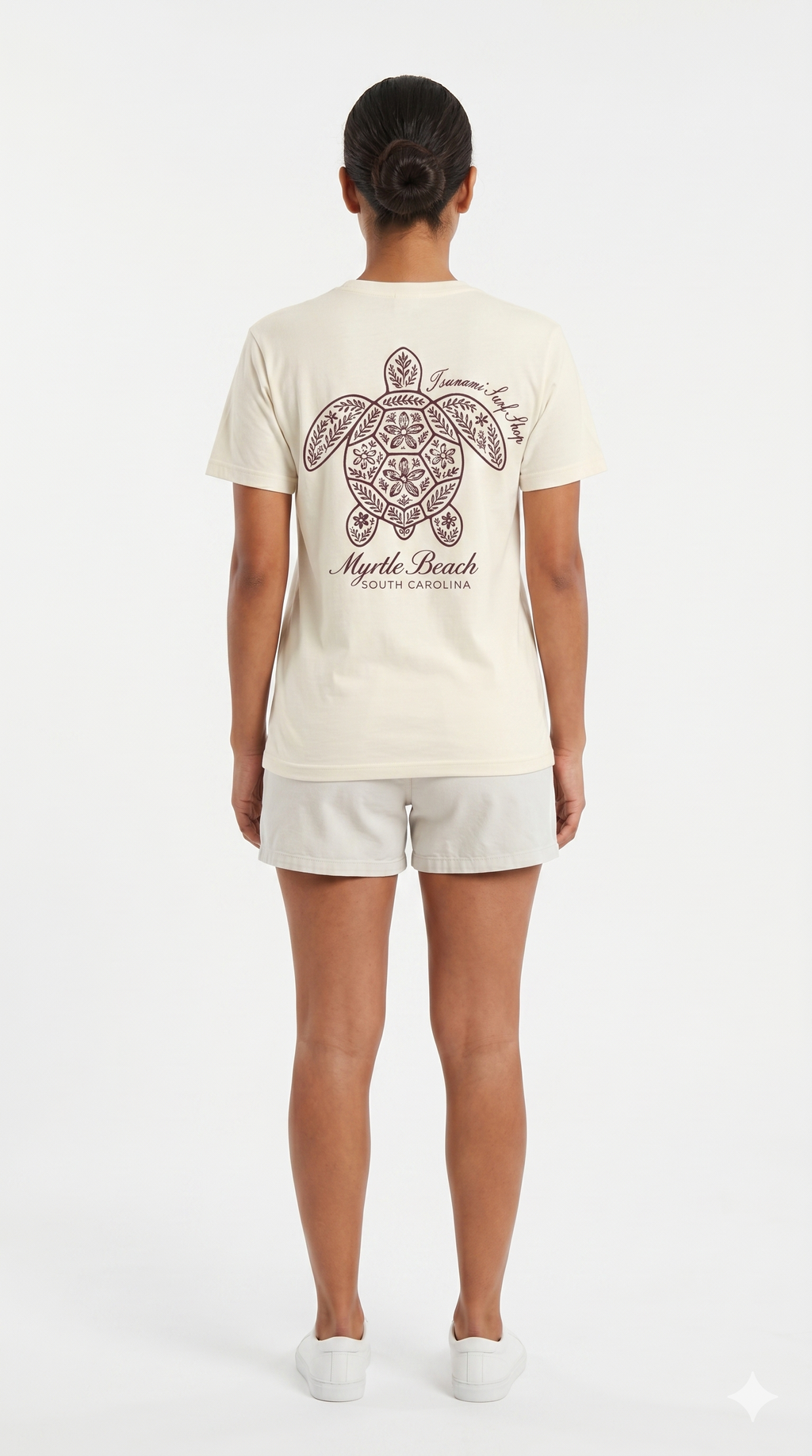 Cream Printed T-Shirt Myrtle Beach ,Turtle