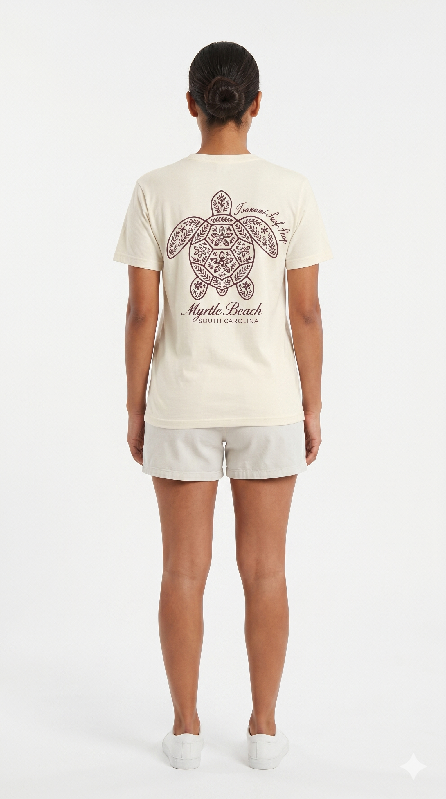 Cream Printed T-Shirt Myrtle Beach ,Turtle