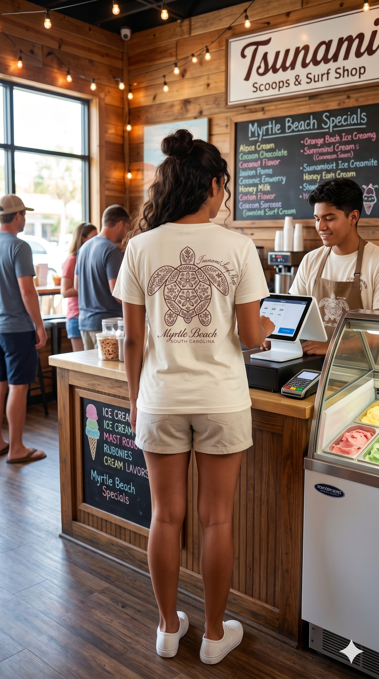 Cream Printed T-Shirt Myrtle Beach ,Turtle