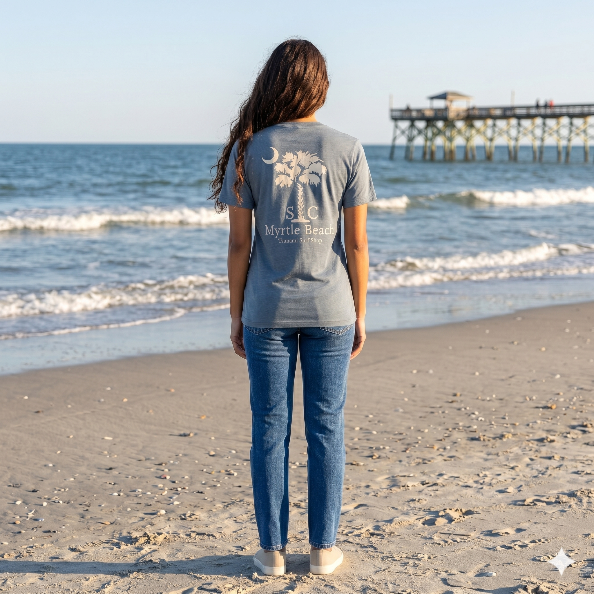 Denim Heather Printed T-Shirt Myrtle Beach ,Palm