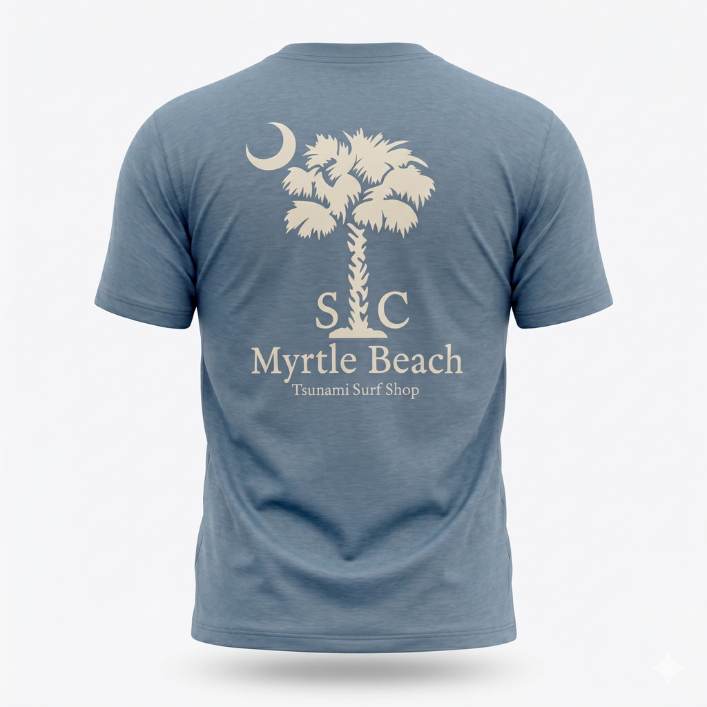 Denim Heather Printed T-Shirt Myrtle Beach ,Palm