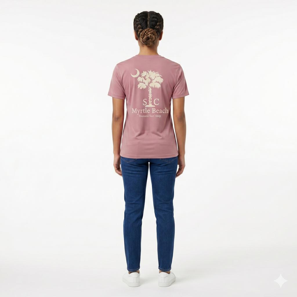 Dusty Pink Printed T-Shirt Myrtle Beach ,Palm