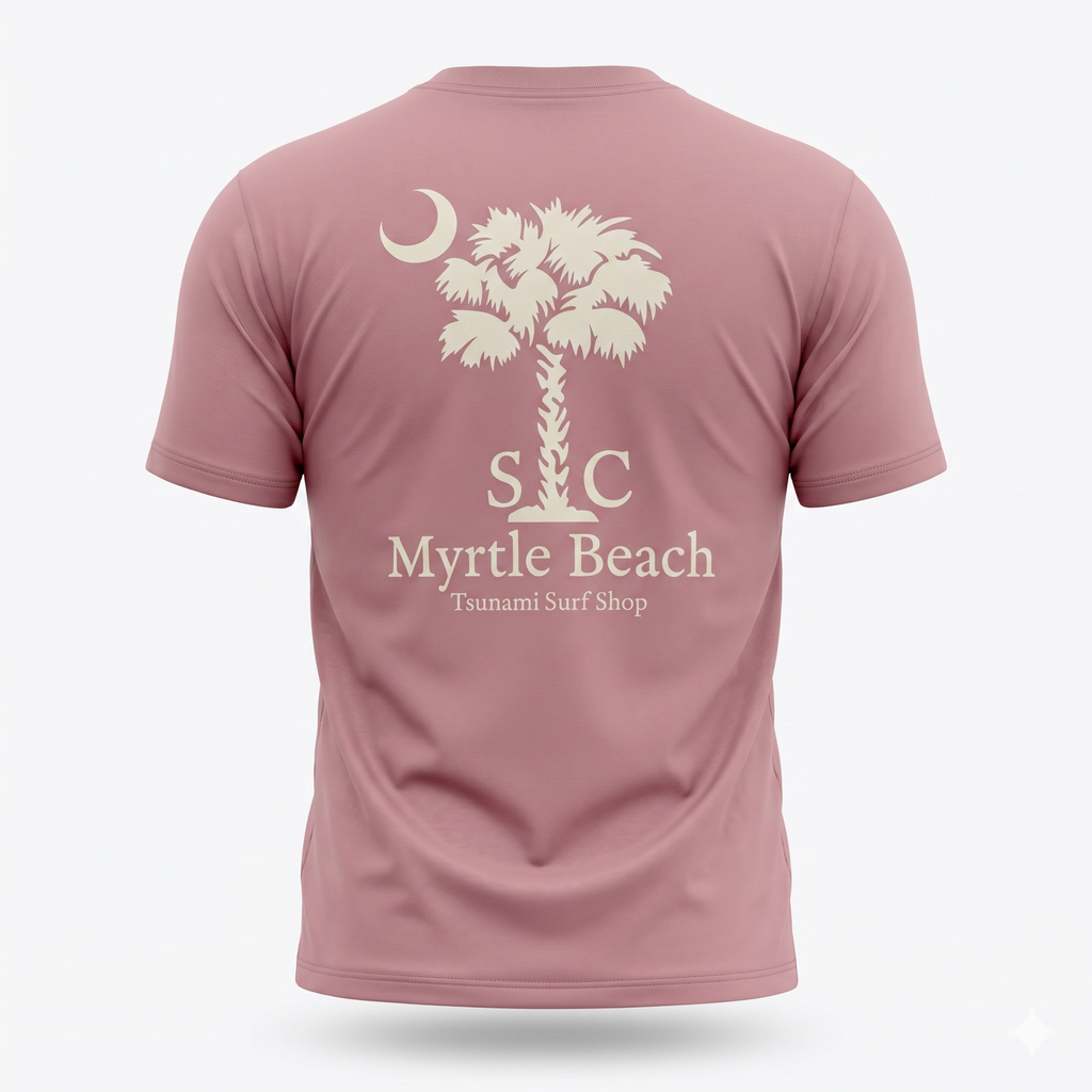 Dusty Pink Printed T-Shirt Myrtle Beach ,Palm