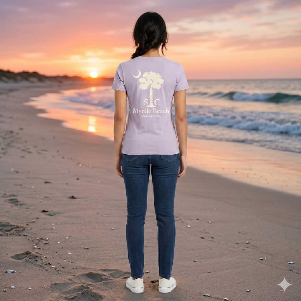 Lavender Printed T-Shirt Myrtle Beach ,Palm