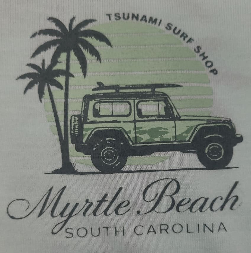 Pastel Green Printed T-Shirt Myrtle Beach ,Car