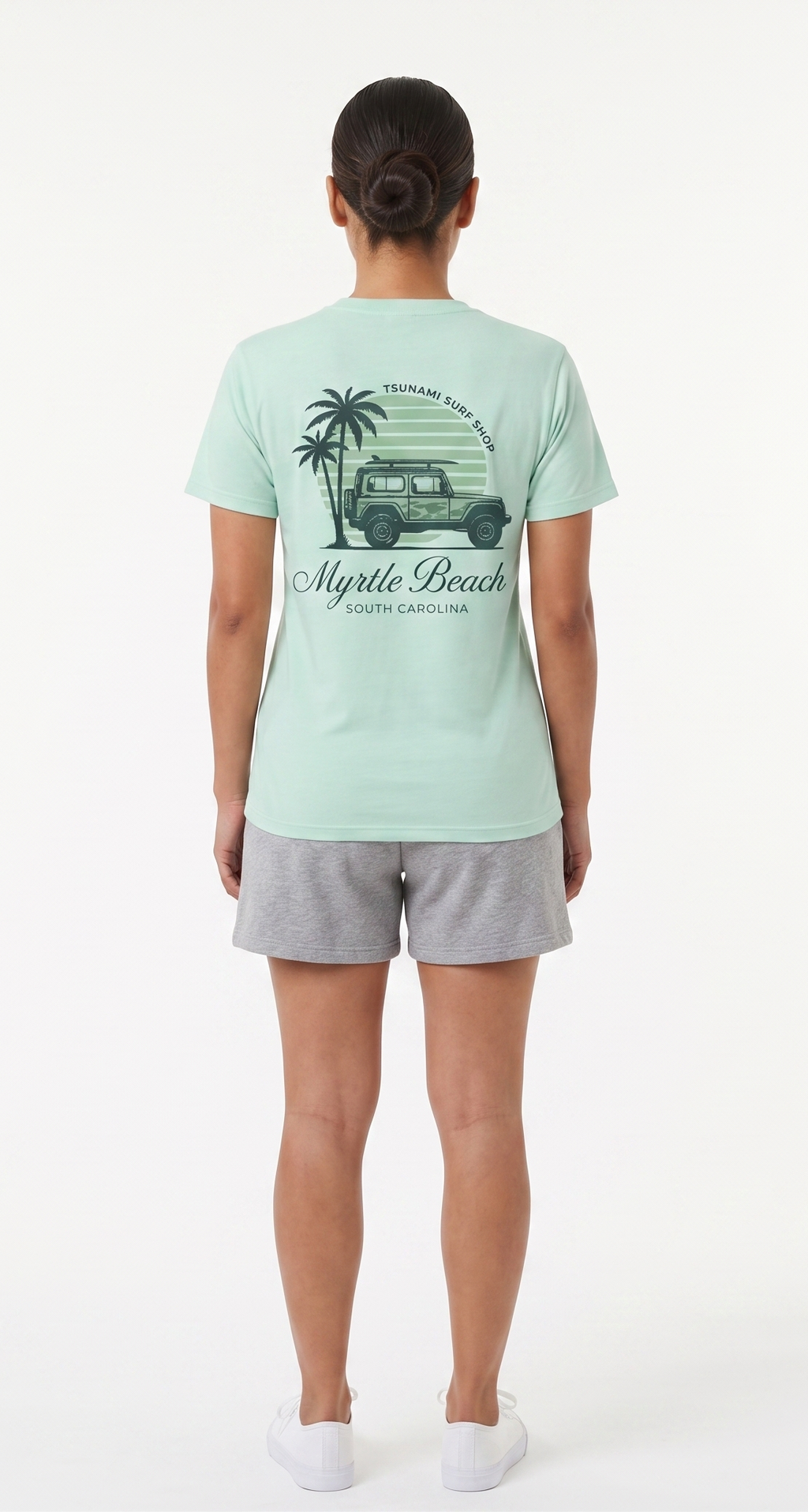 Pastel Green Printed T-Shirt Myrtle Beach ,Car