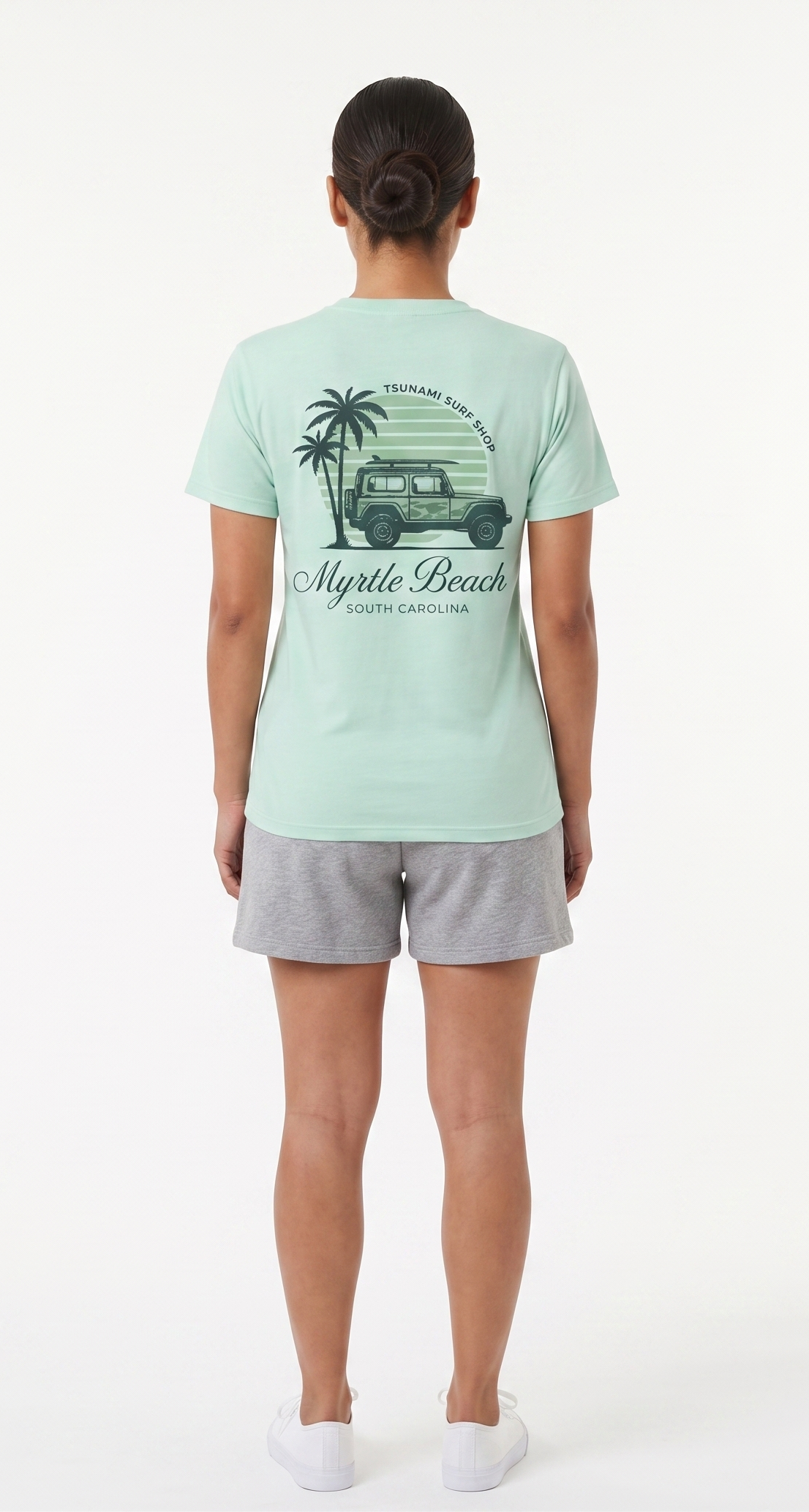 Pastel Green Printed T-Shirt Myrtle Beach ,Car
