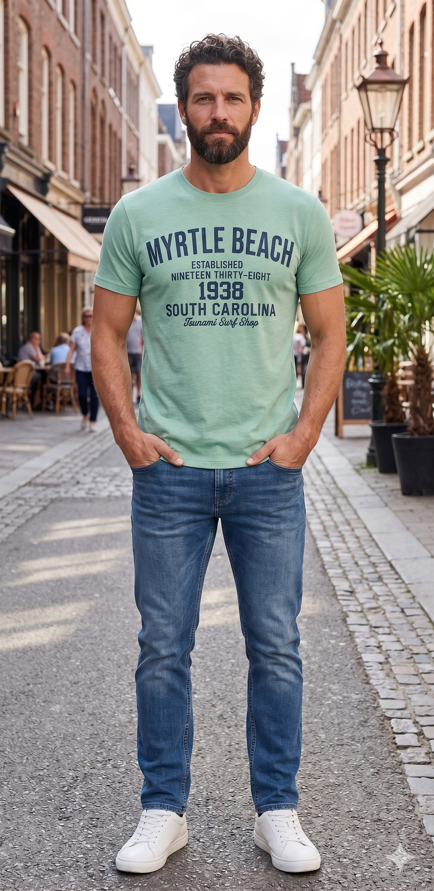 Pastel Green Printed T-Shirt Myrtle Beach ,University