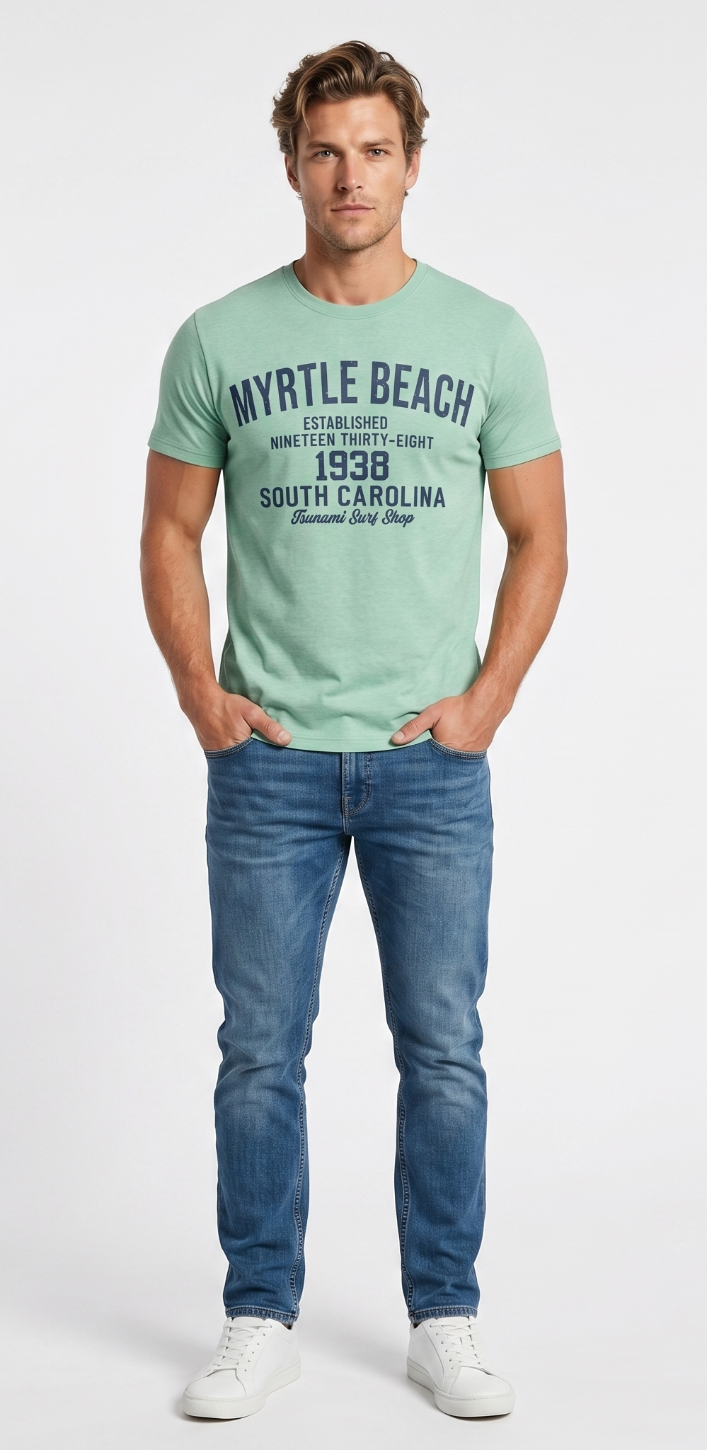 Pastel Green Printed T-Shirt Myrtle Beach ,University
