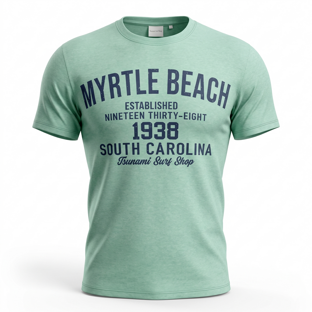 Pastel Green Printed T-Shirt Myrtle Beach ,University