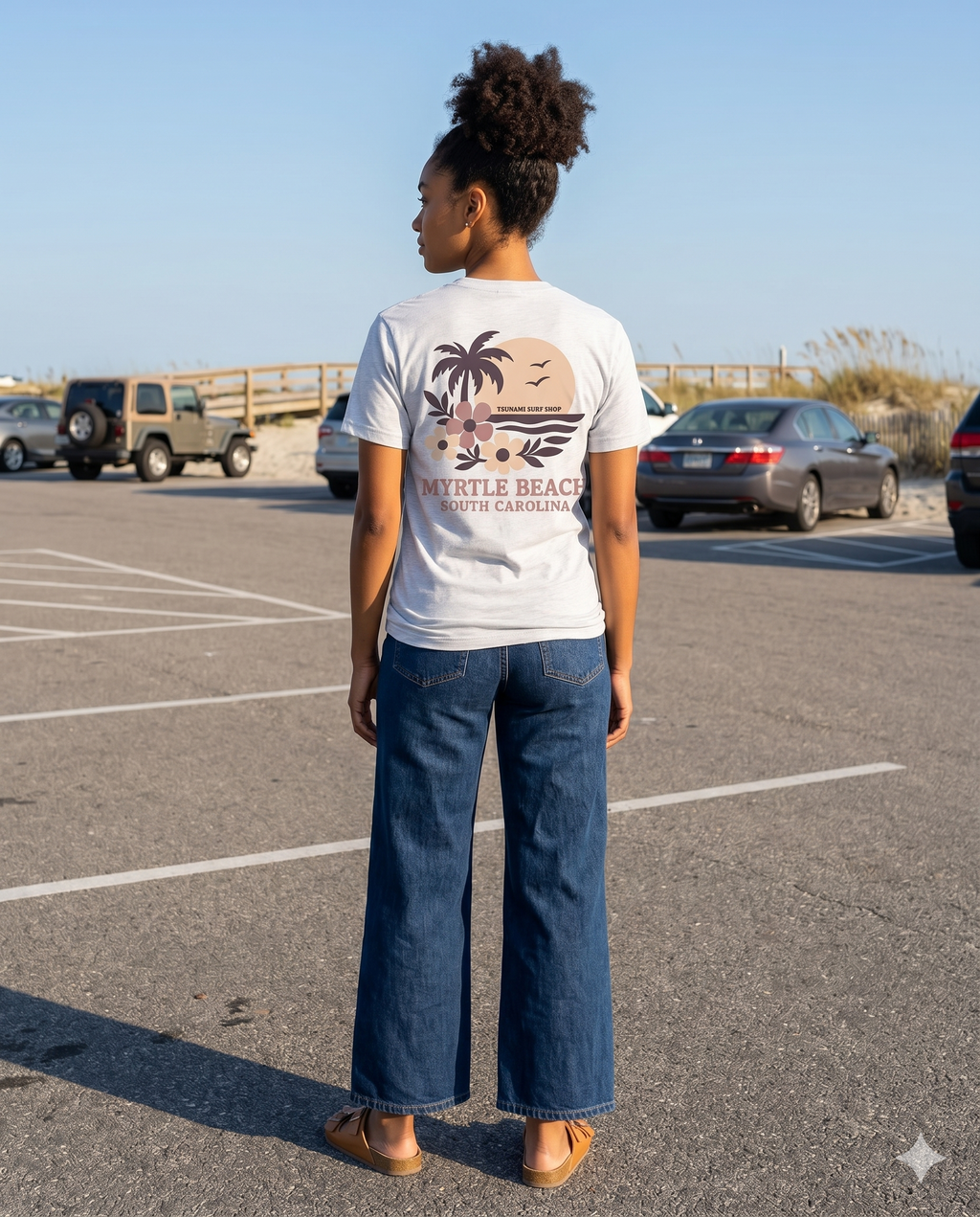 Ash Printed T-Shirt Myrtle Beach , Palm Sunset