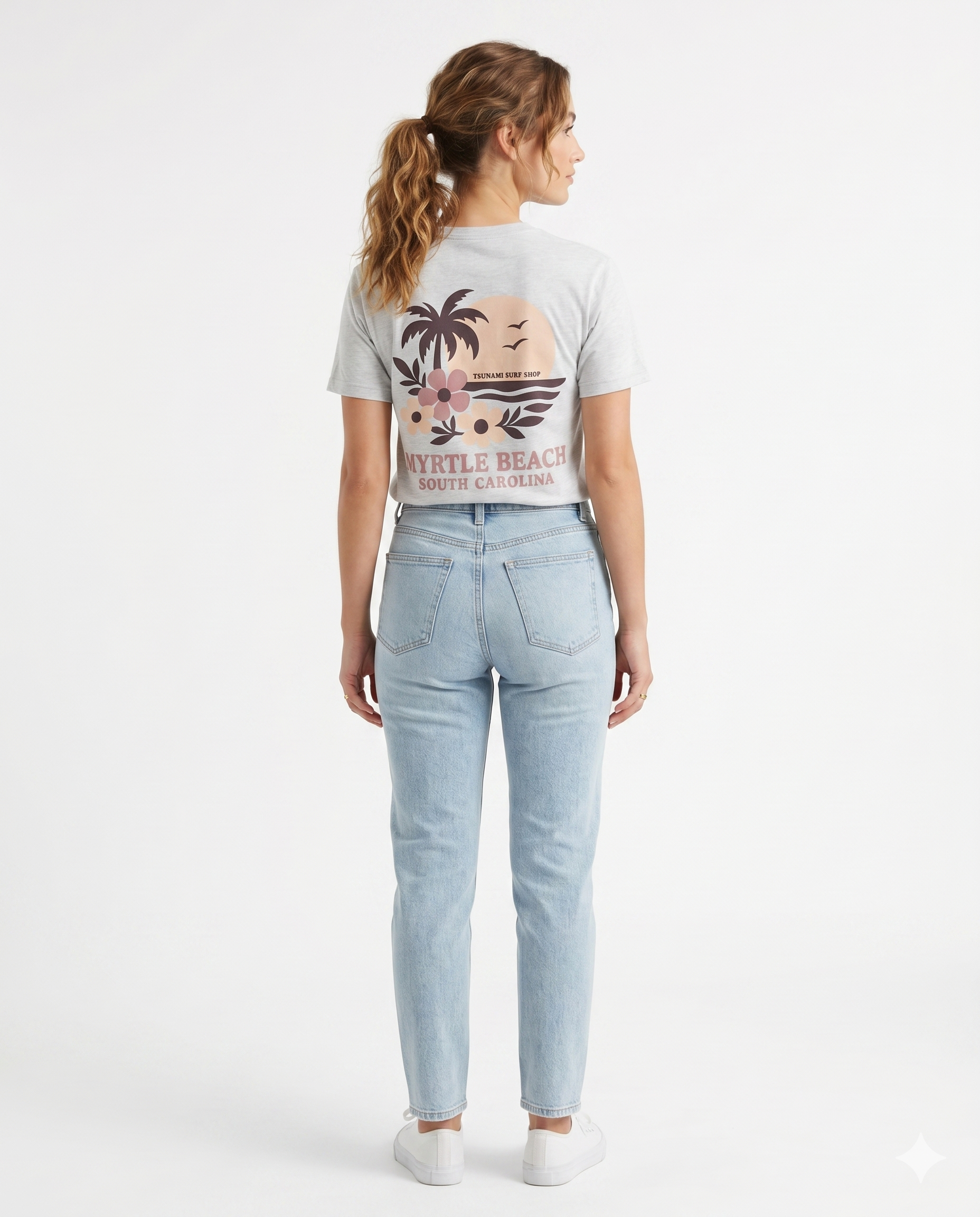 Ash Printed T-Shirt Myrtle Beach , Palm Sunset