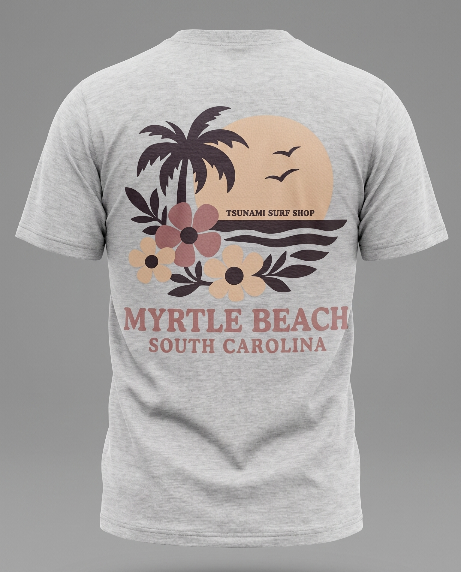 Ash Printed T-Shirt Myrtle Beach , Palm Sunset