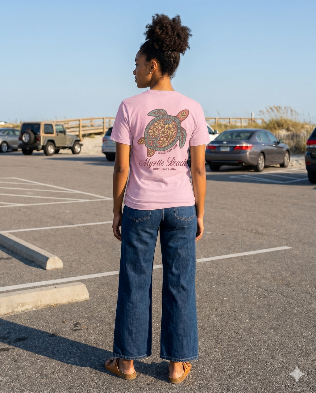 Light Pink Printed T-Shirt Myrtle Beach , Turtle