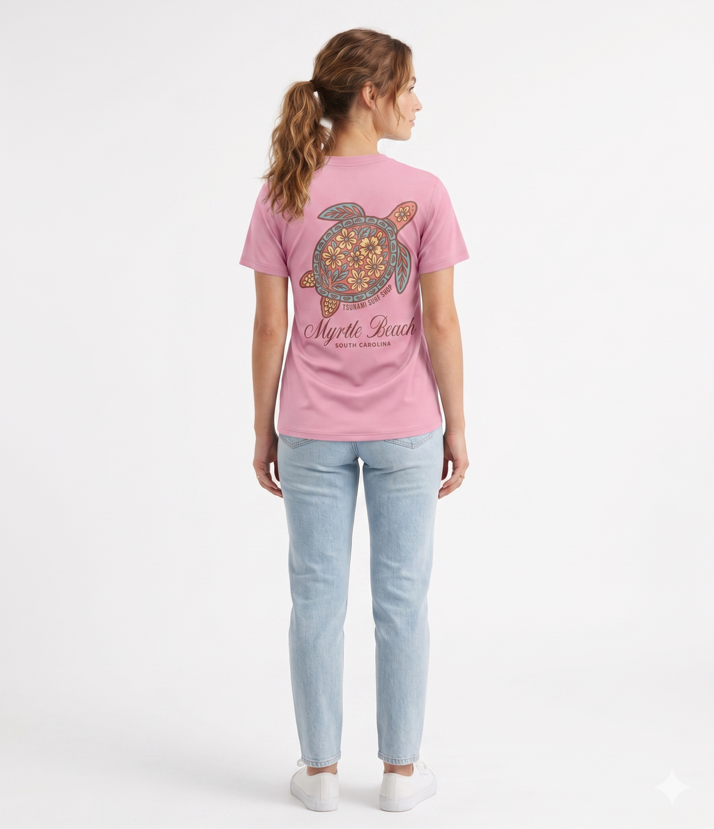 Light Pink Printed T-Shirt Myrtle Beach , Turtle