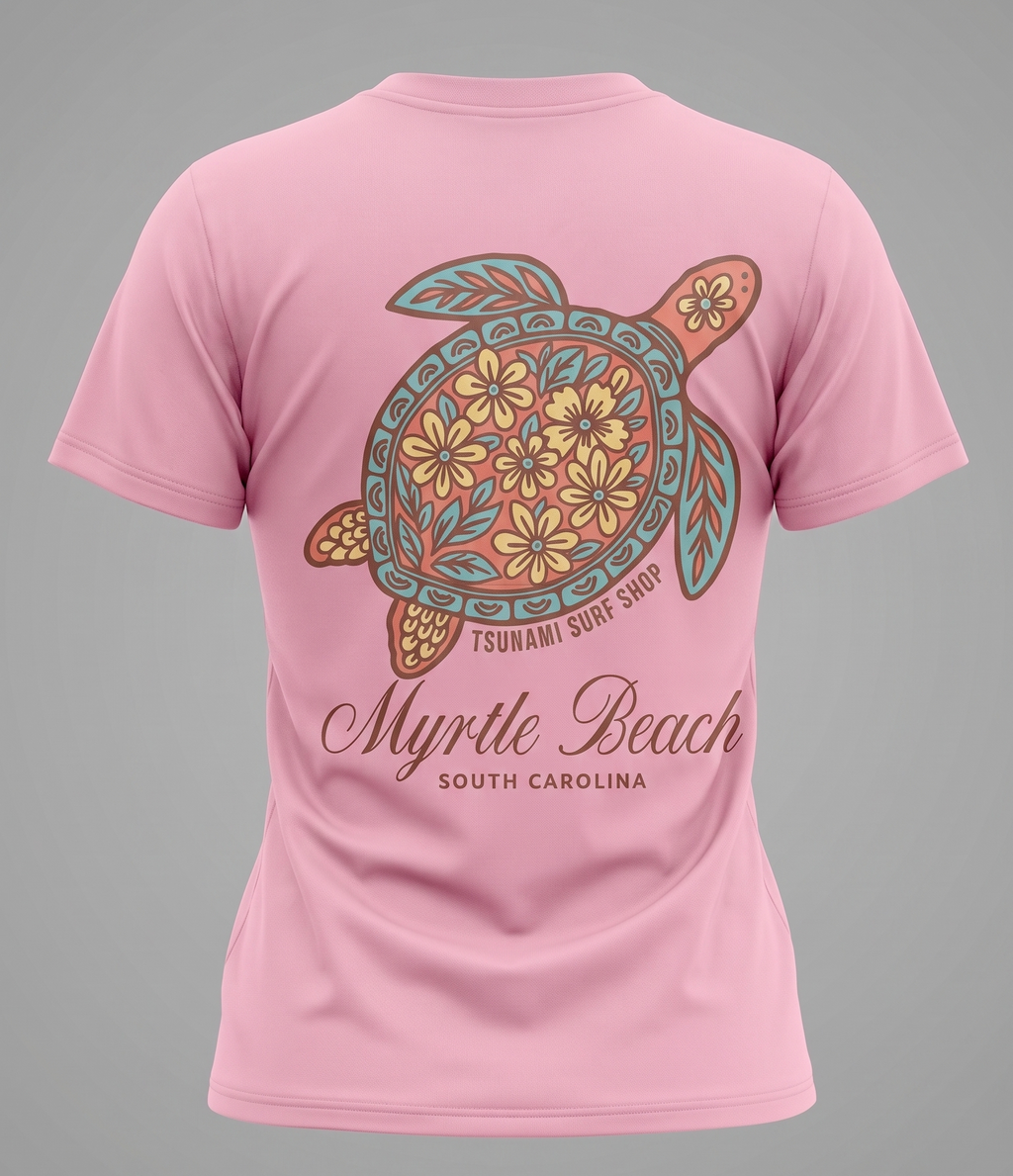 Light Pink Printed T-Shirt Myrtle Beach , Turtle