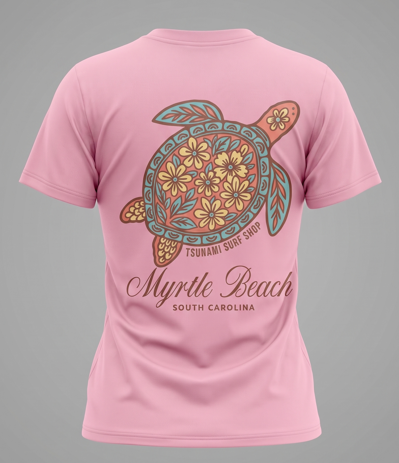 Light Pink Printed T-Shirt Myrtle Beach , Turtle