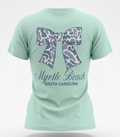 Pastel Green  Printed T-Shirt Myrtle Beach , Ribbon Bow