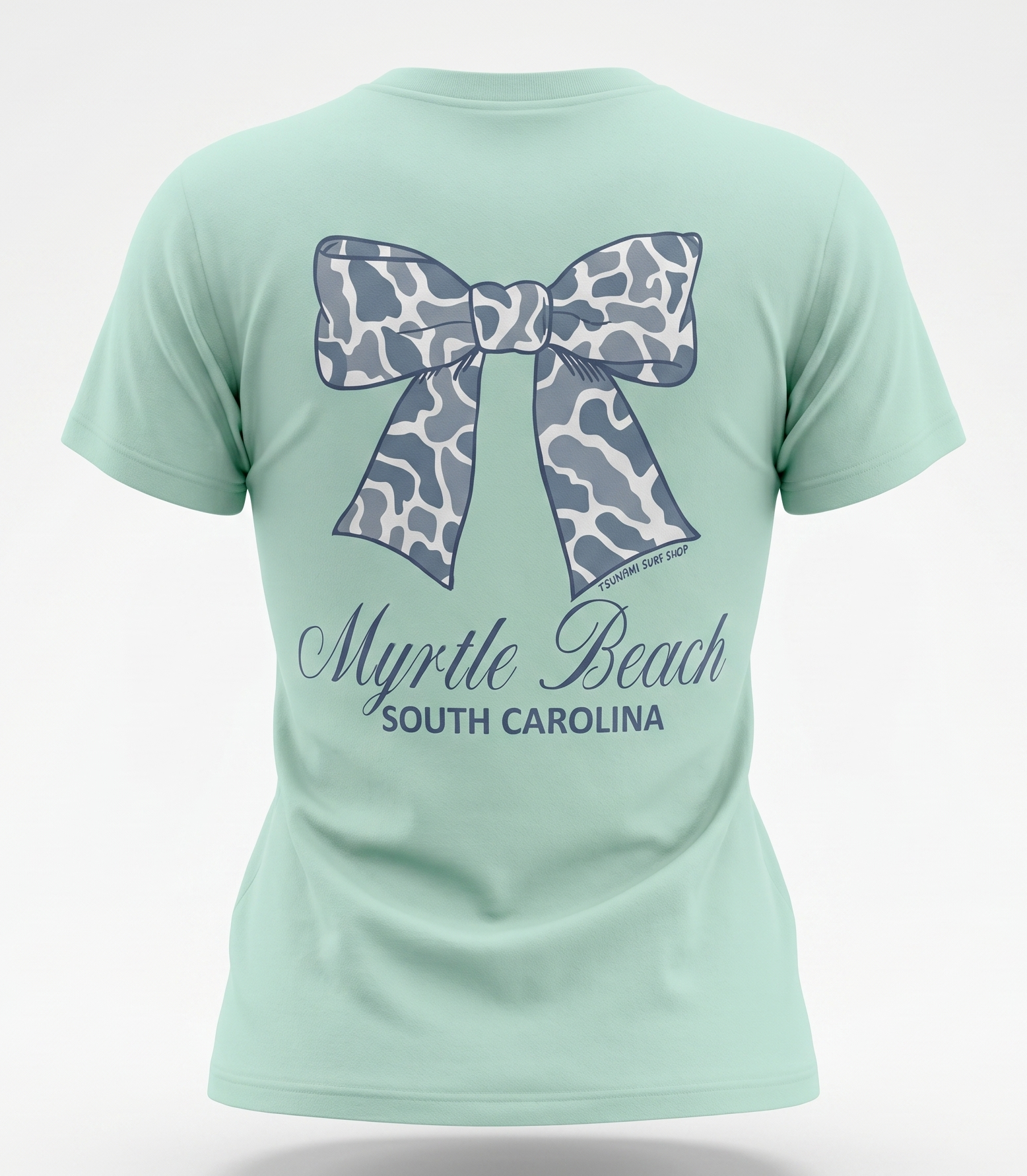 Pastel Green  Printed T-Shirt Myrtle Beach , Ribbon Bow