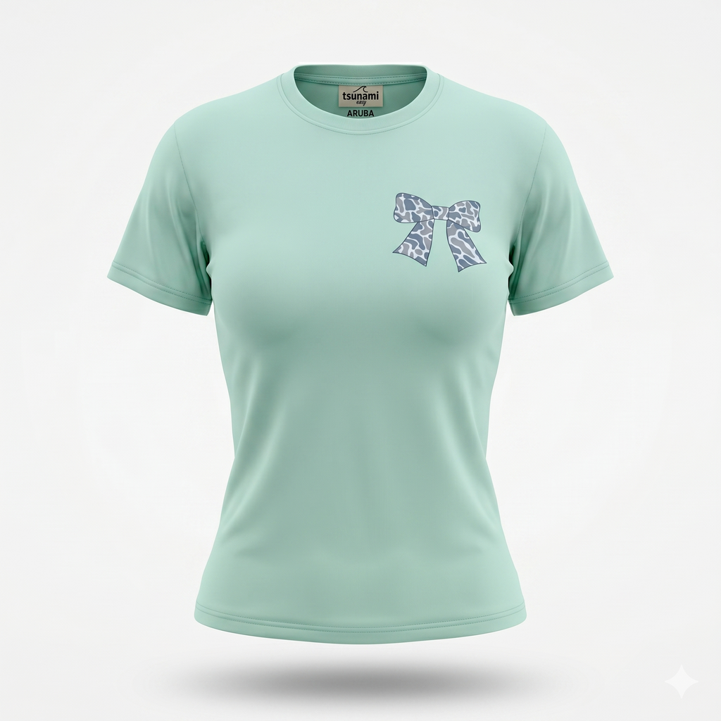 Pastel Green  Printed T-Shirt Myrtle Beach , Ribbon Bow