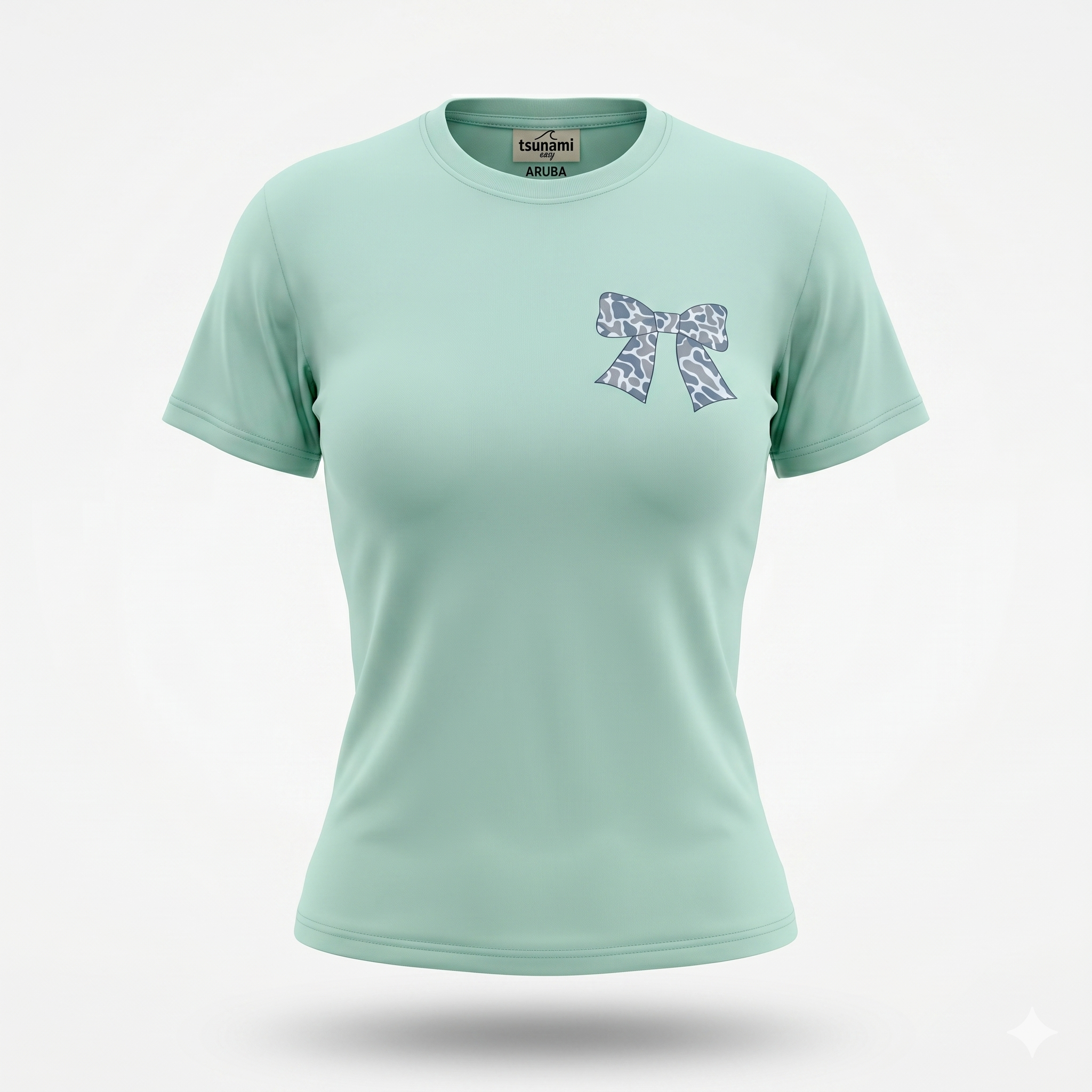 Pastel Green  Printed T-Shirt Myrtle Beach , Ribbon Bow
