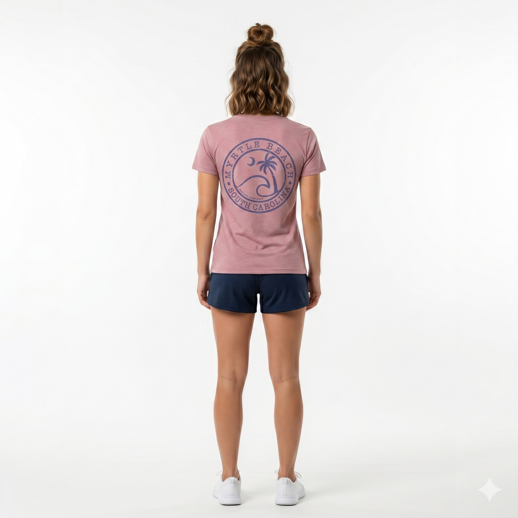 Dusty Pink Printed T-Shirt Myrtle Beach ,Wave