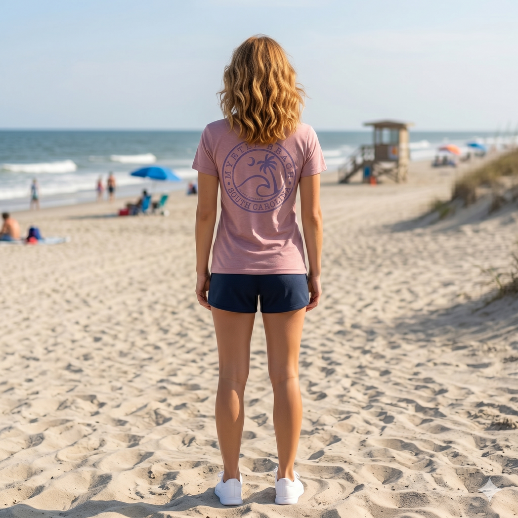 Dusty Pink Printed T-Shirt Myrtle Beach ,Wave