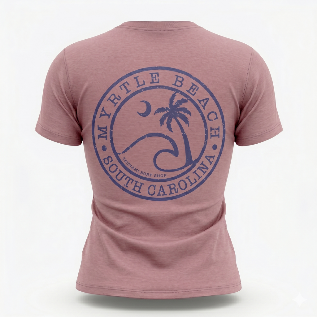 Dusty Pink Printed T-Shirt Myrtle Beach ,Wave