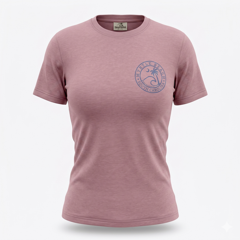 Dusty Pink Printed T-Shirt Myrtle Beach ,Wave