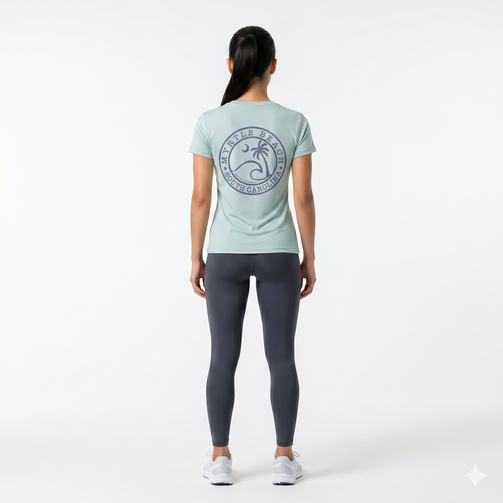 Pastel Green Printed T-Shirt Myrtle Beach ,Wave
