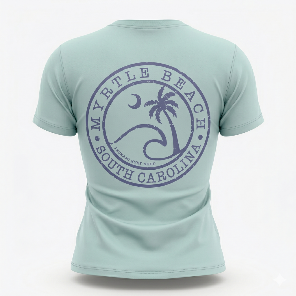 Pastel Green Printed T-Shirt Myrtle Beach ,Wave
